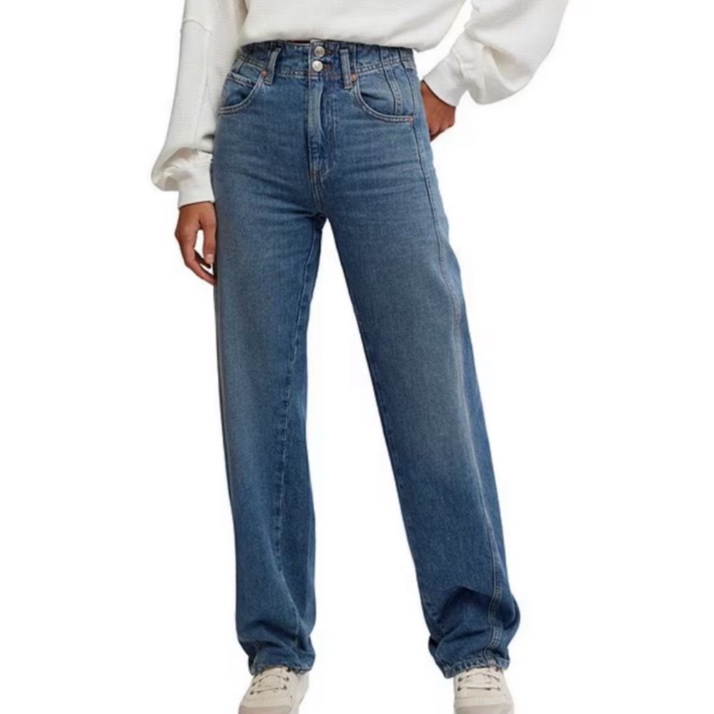 Free People Blue Straight Leg Jeans
